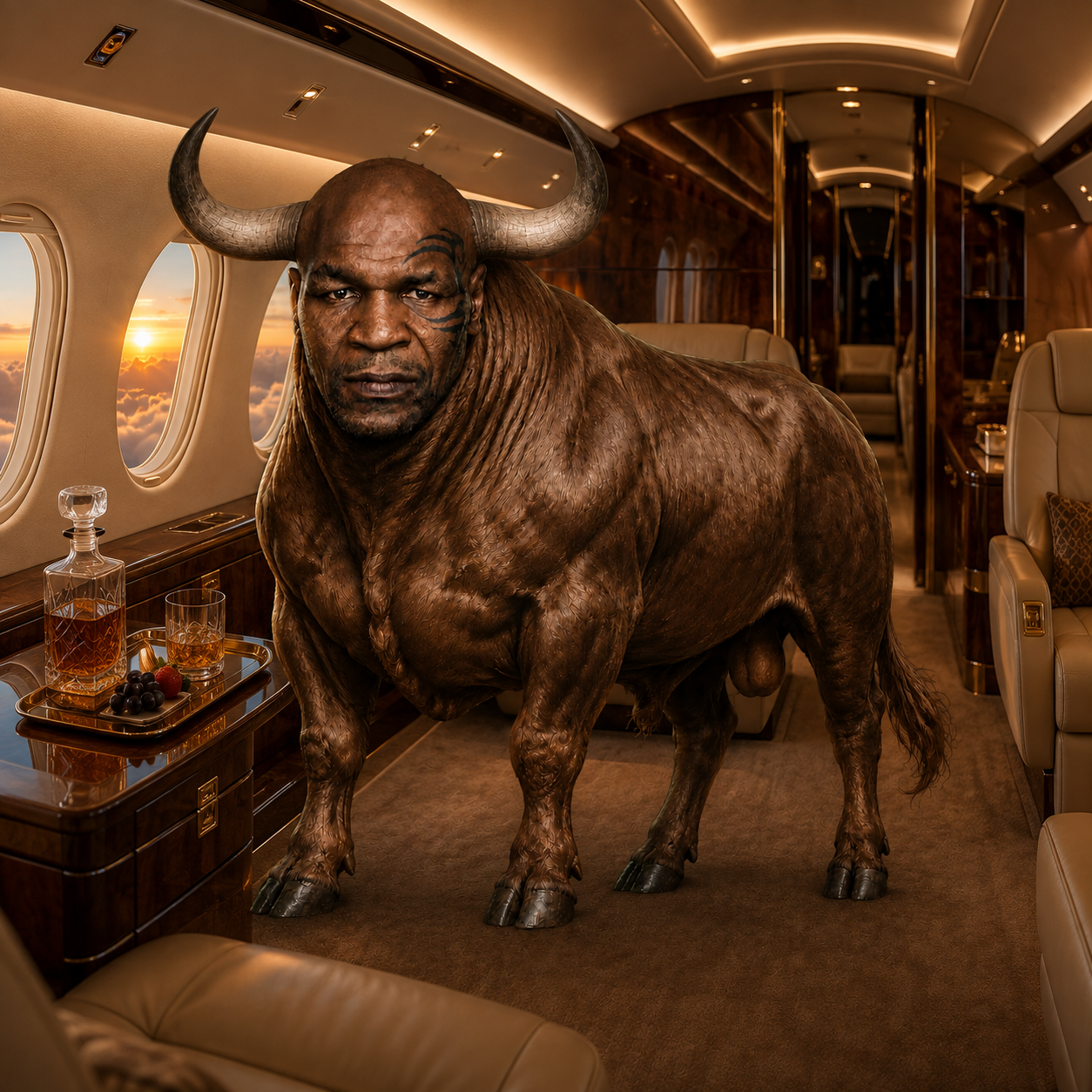 Mike Bullson standing in the cabin of a private jet at sunset